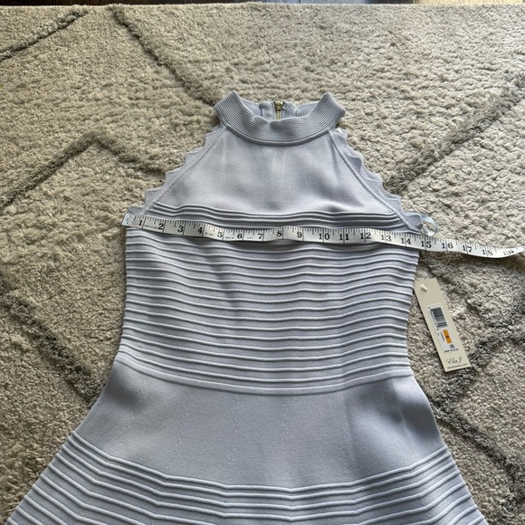 ELIZA J POWDER BLUE SWEATER fit flare DRESS high neck small new - Picture 6 of 9